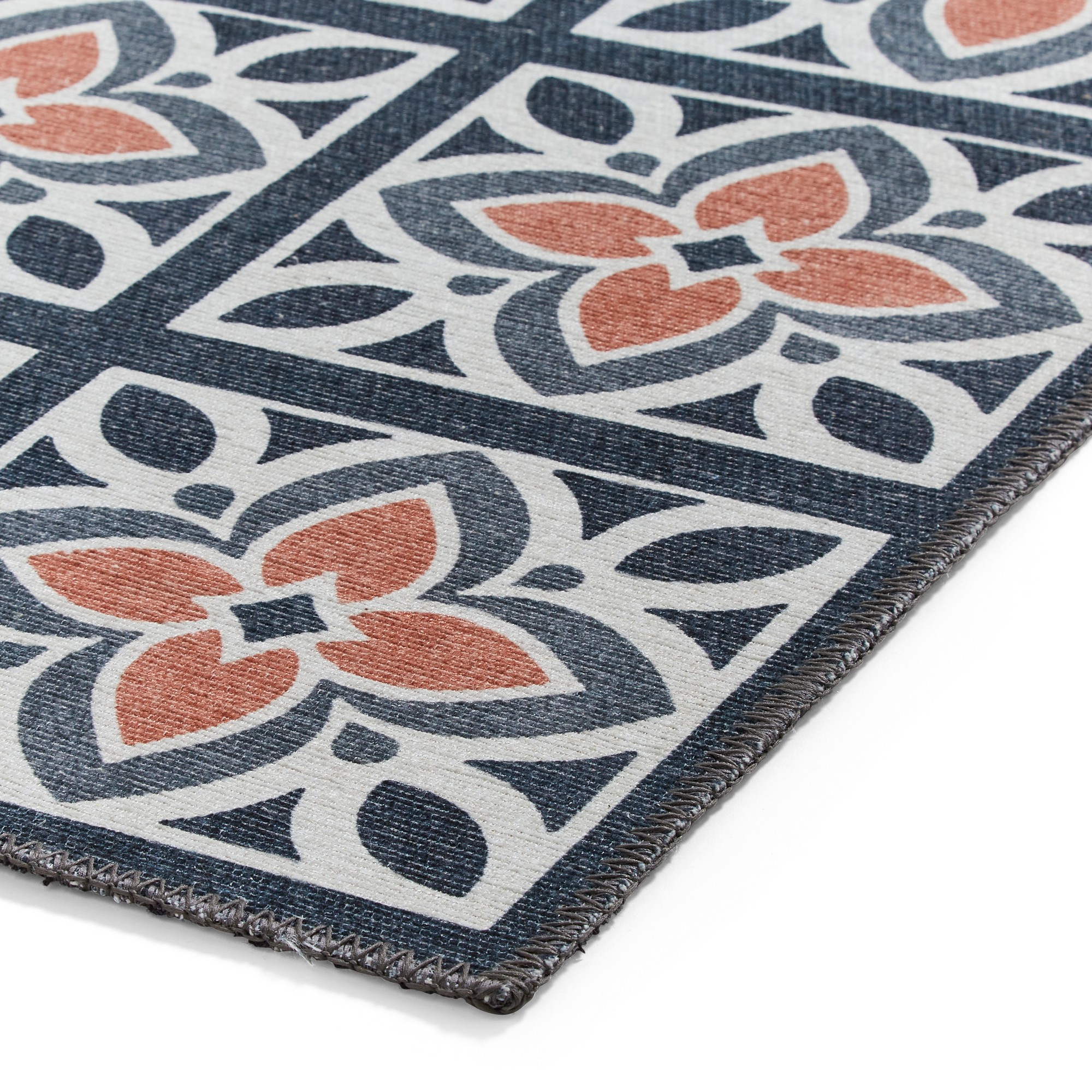 Victoria H1191 Modern Geometric Washable Rugs In Grey Orange